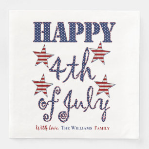 Serviette En Papier Typographie de Happy 4 juillet Stars and Stripes