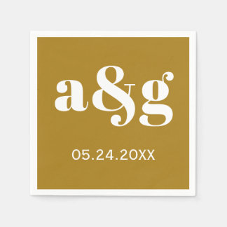 Serviette En Papier Typographie des initiales blanches sur mariage bru
