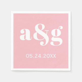 Serviette En Papier Typographie des initiales blanches sur mariage ros
