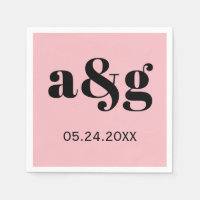 Typographie des initiales noires sur mariage rose