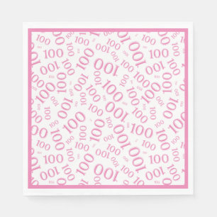 Serviette En Papier Typographie du centenaire 100 Nombre Motif rose
