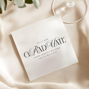 Serviette En Papier Typographie Élégante Argent de Famille Diplômé