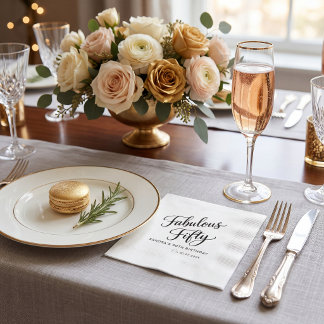 Serviette En Papier Typographie élégante moderne chic noir et blanc