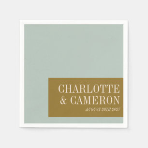 Serviette En Papier Typographie Élégante Noms de Mariage Personnalisés