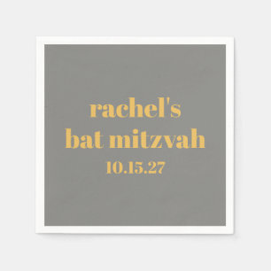 Serviette En Papier Typographie en gras gris jaune Bat mitzvah personn