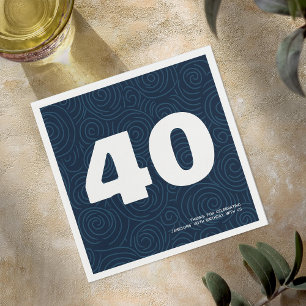 Serviette En Papier Typographie Gras Moderne Fête d'anniversaire 40 an