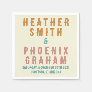 Serviette En Papier Typographie Gras Rétro Mariage Personnalisé