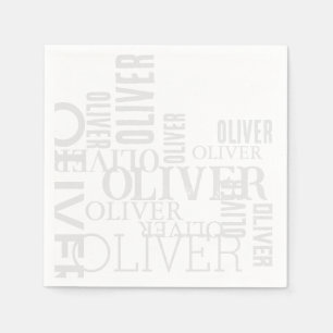 Serviette En Papier Typographie gris pâle foncé blanc