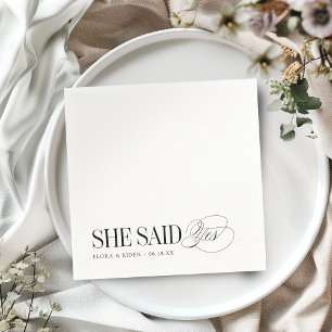 Serviette En Papier Typographie Intemporelle Elle a Dit Oui Fête de Fi