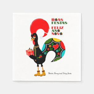 Serviette En Papier Typographie minima Noël portugais Salutations