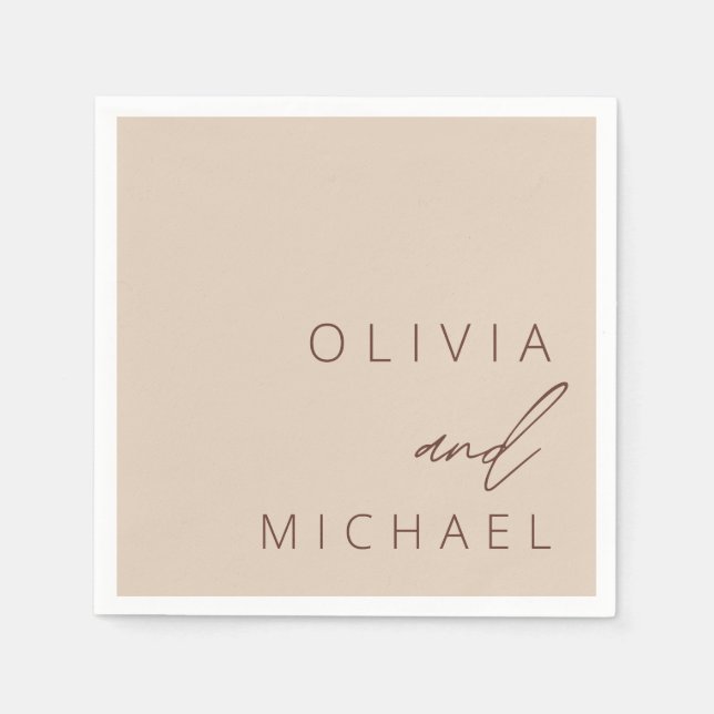 Serviette En Papier Typographie minimaliste Mariage Boho Élégante (Devant)