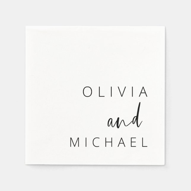 Serviette En Papier Typographie minimaliste Mariage Élégante (Devant)