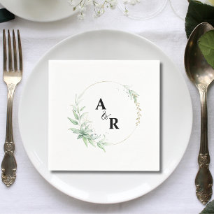 Serviette En Papier Typographie Minimaliste Monogramme Mariage Couple