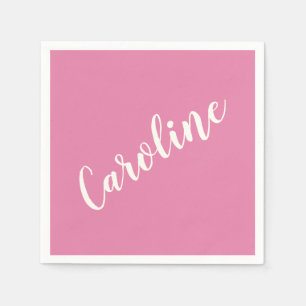 Serviette En Papier Typographie minimaliste rose Nom personnalisé