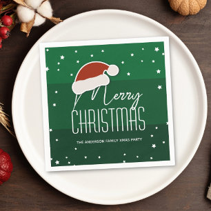 Serviette En Papier Typographie minimaliste verte Joyeux Noël