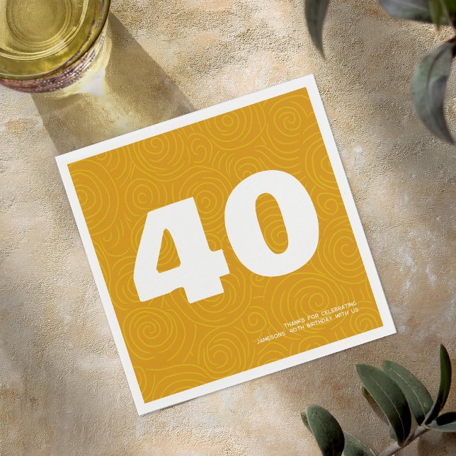 Serviette En Papier Typographie moderne en gras 40e fête d'anniversair (Créateur téléchargé)