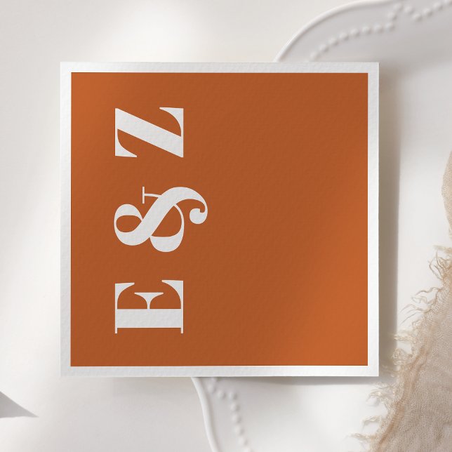 Serviette En Papier Typographie moderne Gras Brûlé Mariage orange (Créateur téléchargé)