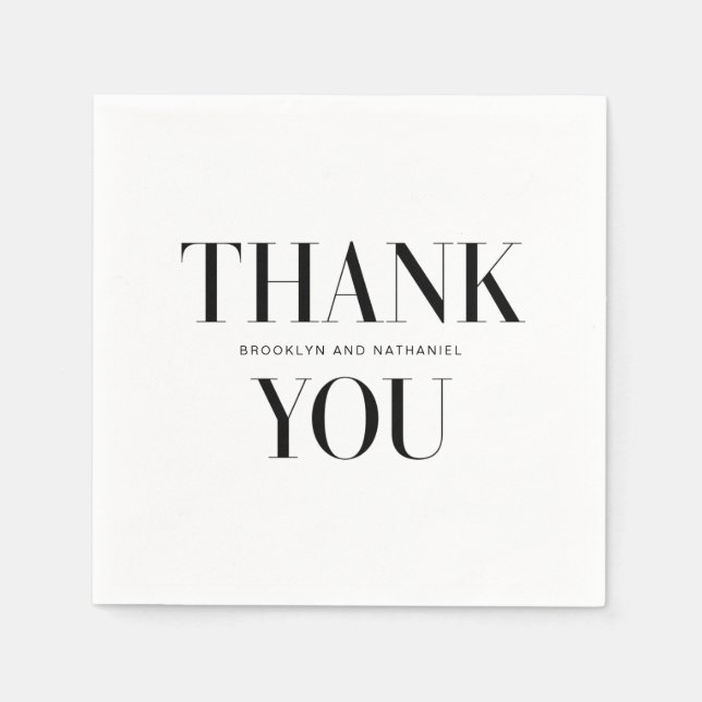 Serviette En Papier Typographie moderne Gras Merci (Devant)