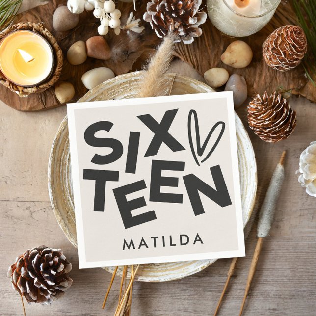 Serviette En Papier Typographie moderne minimaliste audacieuse 16e ann (Créateur téléchargé)