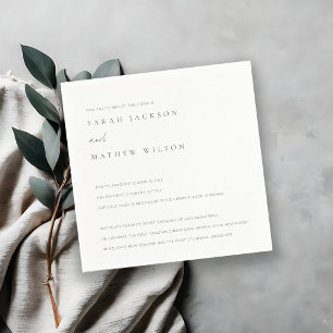 Serviette En Papier Typographie noir et blanc minimaliste Mariage Fun 