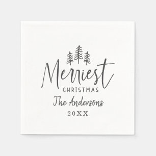 Serviette En Papier Typographie rustique de Noël minimaliste moderne