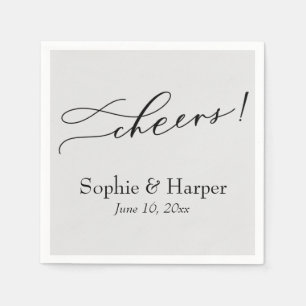 Serviette En Papier Typographie simple de luxe Cheers! Gris