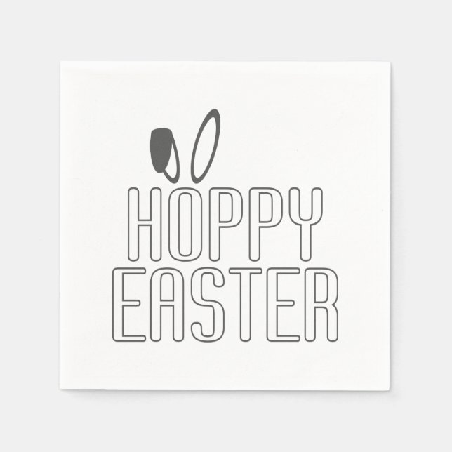 Serviette En Papier Typographie simple du jeu de mots de Pâques Hoppy  (Devant)