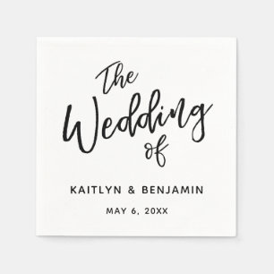 Serviette En Papier Typographie simple noir et blanc Le mariage de
