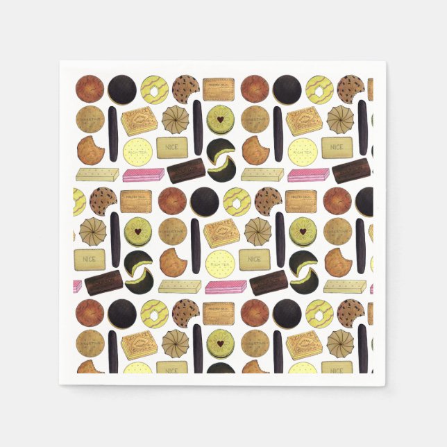 Serviette En Papier UK British Biscuits Shortbread Rich Tea Digestives (Devant)