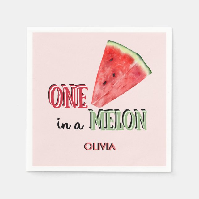 Serviette En Papier Un à Melon | Pastèque | 1er anniversaire (Devant)