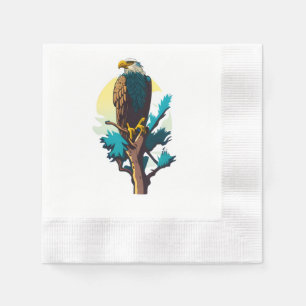 Serviette En Papier Un aigle chauve perché sur un arbre Napkin