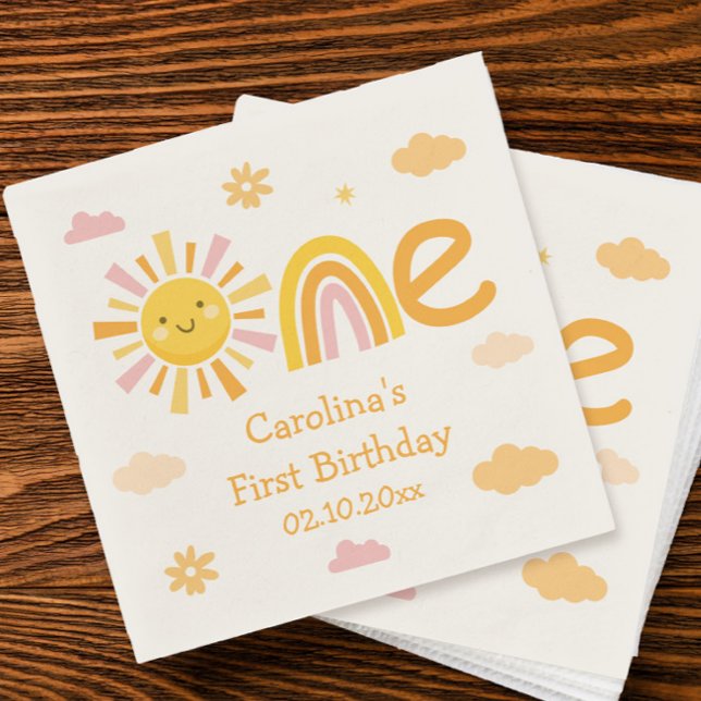 Serviette En Papier Un an autour du soleil fête d'anniversaire fille (Créateur téléchargé)