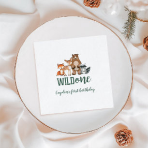 Serviette En Papier Un animal sauvage de forêt premier anniversaire