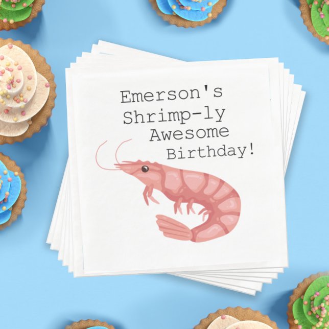 Serviette En Papier Un Anniversaire Aux Crevettes (A Shrimp-ly Awesome Birthday Napkins)