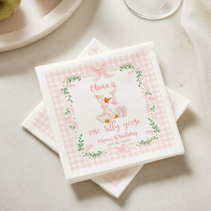 Serviette En Papier Un arc-en-ciel d'oie rose Fleur 1er Anniversaire