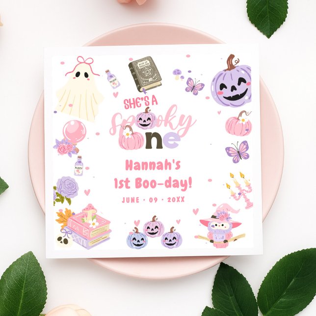 Serviette En Papier Un Babe mignonne Éffrayant Halloween Ghost 1er ann (Créateur téléchargé)