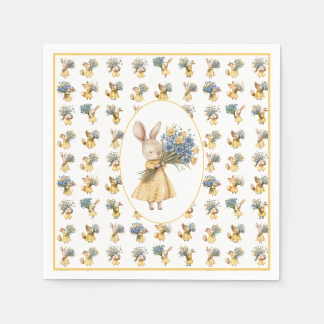 Serviette En Papier Un Baby shower animal un peu Fleur sauvage (Devant)