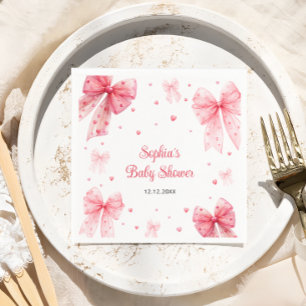 Serviette En Papier Un Baby shower Rose Rouge Bow Un Peu Chéri