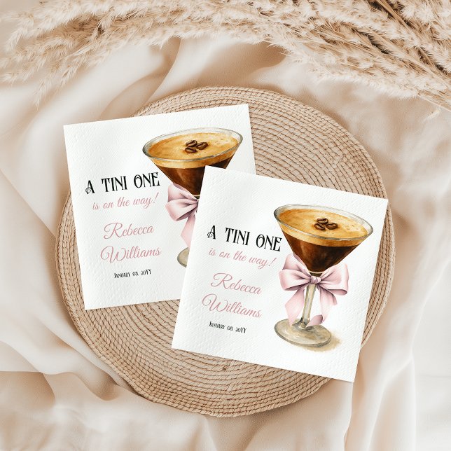 Serviette En Papier Un Baby shower Tini One Rose Bow Espresso Martini (Créateur téléchargé)