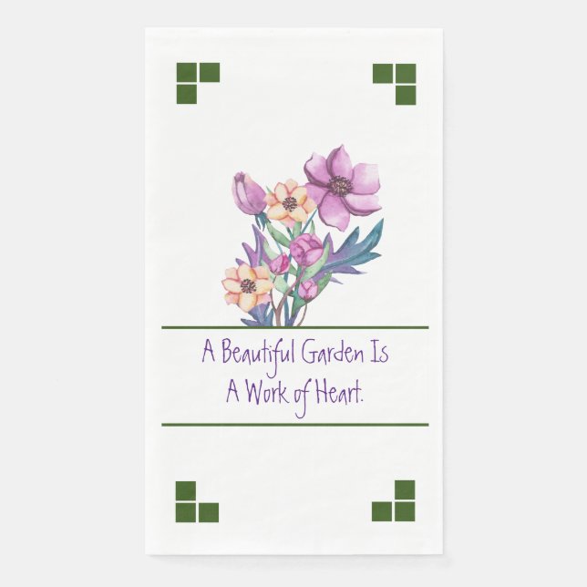 Serviette En Papier Un Beau Jardin Est Une Oeuvre De Coeur (Devant)