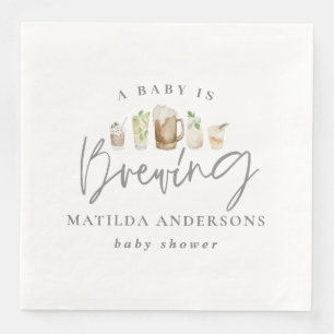 Serviette En Papier Un bébé brasse du baby shower de bière aquarelle