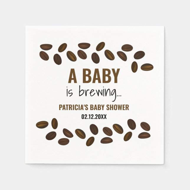 Serviette En Papier Un Bébé Brasse Du Café Baby shower À Thème (Devant)