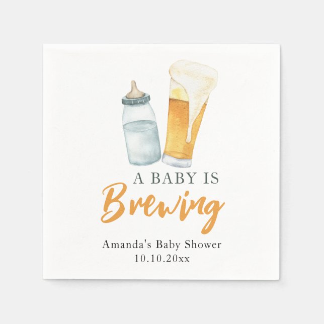 Serviette En Papier Un bébé brasse une bouteille Baby shower de bière (Devant)