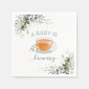 Serviette En Papier Un bébé prépare le Baby shower Tea Party
