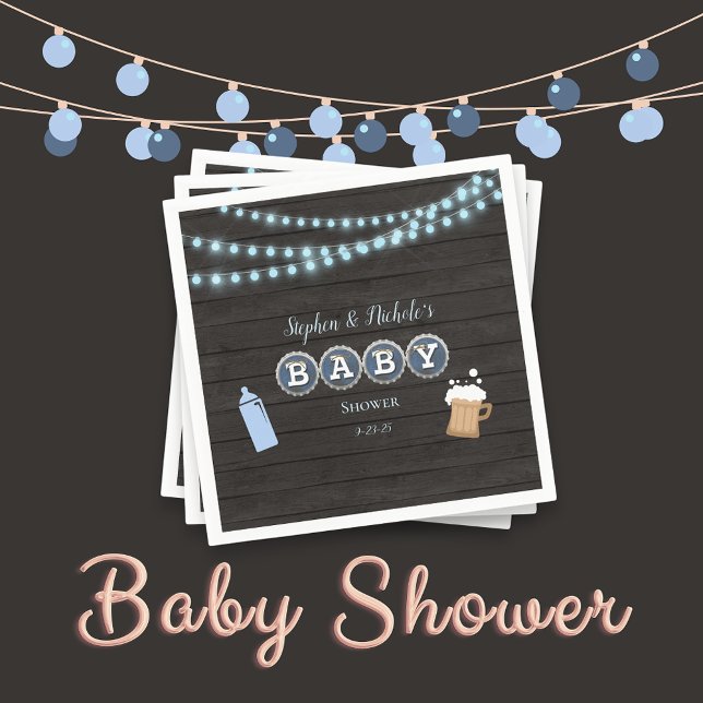 Serviette En Papier Un bébé rustique brasse du Baby shower bleu (Créateur téléchargé)
