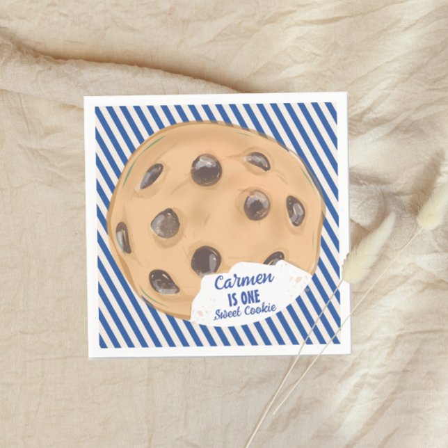 Serviette En Papier Un biscuit sucré Bleu Garçons Premier anniversaire (Créateur téléchargé)