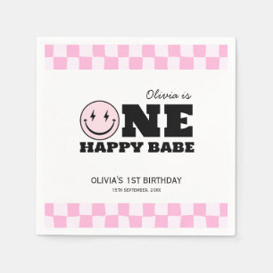 Serviette En Papier Un bon bébé rose À damiers anniversaire