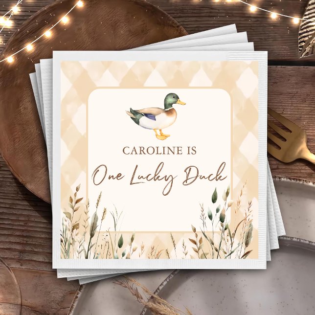 Serviette En Papier Un Canard chanceux 1er Anniversaire (Créateur téléchargé)
