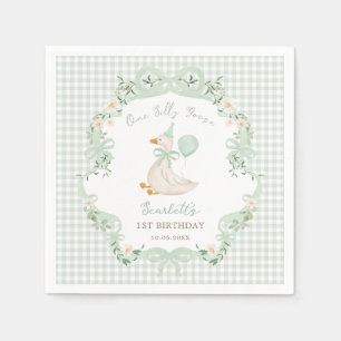 Serviette En Papier Un Canard Fou Vert Neutre 1er Anniversaire