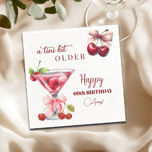 Serviette En Papier Un Chic A Tini Bit Plus Âgé Martini Cerise 60e Ann